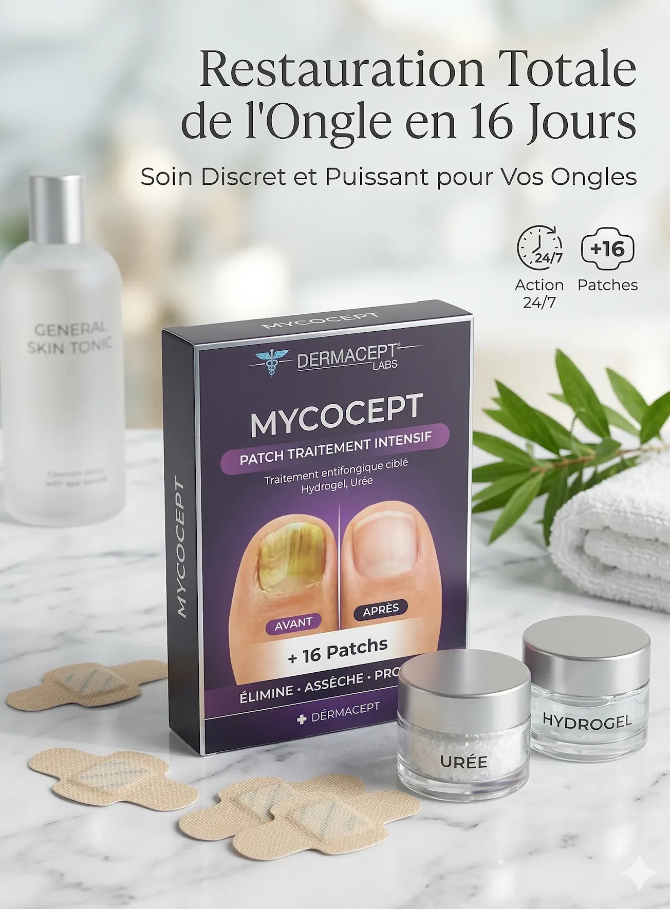 Mycocept — Patch traitement intensif à l'hydrogel et urée pour mycoses des ongles